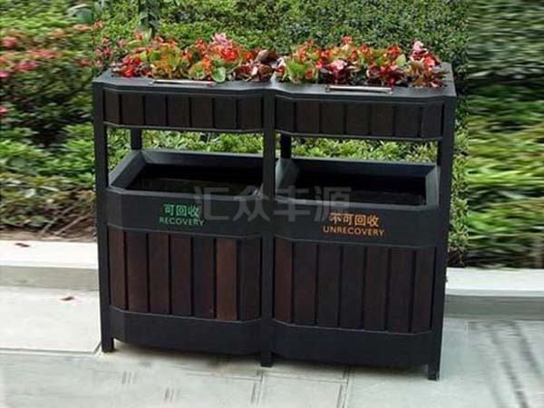 鋼木結合垃圾桶HZFY-GMJH20